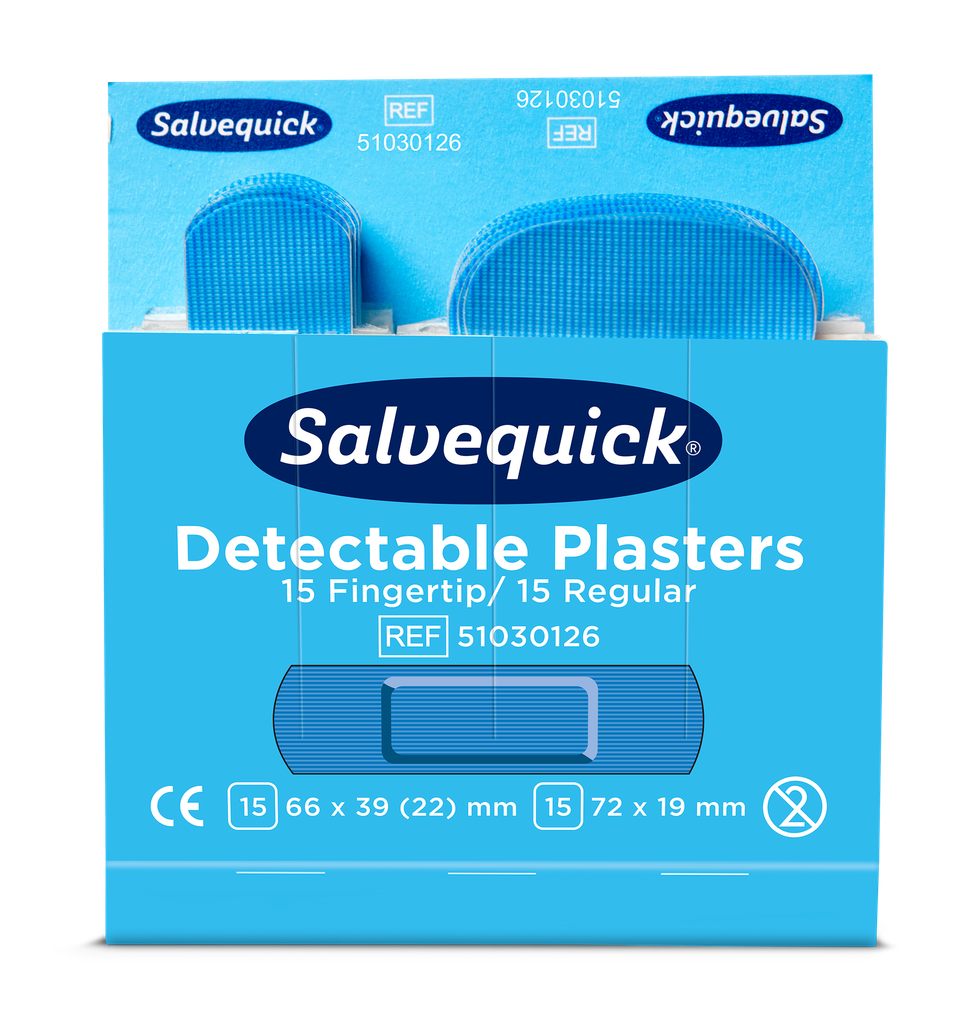 Salvequick Blue Detectable Pleisters Vingertop/Normaal (doos)